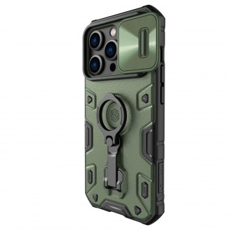 Magnetické pouzdro Nillkin CamShield Armor Pro iPhone 14 Pro Magnetický MagSafe kryt s krytem fotoaparátu tmavě zelený