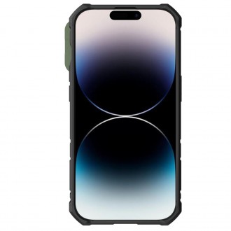 Magnetické pouzdro Nillkin CamShield Armor Pro iPhone 14 Pro Magnetický MagSafe kryt s krytem fotoaparátu tmavě zelený