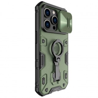 Magnetické pouzdro Nillkin CamShield Armor Pro iPhone 14 Pro Magnetický MagSafe kryt s krytem fotoaparátu tmavě zelený