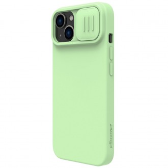 Magnetické silikonové pouzdro Nillkin CamShield iPhone 14 Magnetické pouzdro MagSafe s krytem fotoaparátu zelené