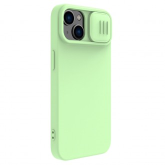 Magnetické silikonové pouzdro Nillkin CamShield iPhone 14 Magnetické pouzdro MagSafe s krytem fotoaparátu zelené