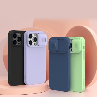 Magnetické silikonové pouzdro Nillkin CamShield pro iPhone 14 Pro magnetický kryt MagSafe s krytem fotoaparátu modrý