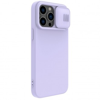 Magnetické silikonové pouzdro Nillkin CamShield iPhone 14 Pro magnetický kryt MagSafe s krytem fotoaparátu fialový
