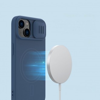 Magnetické silikonové pouzdro Nillkin CamShield Magnetický kryt MagSafe iPhone 14 Plus s krytem fotoaparátu černý