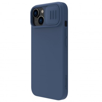 Magnetické silikonové pouzdro Nillkin CamShield iPhone 14 Plus magnetický kryt MagSafe s krytem fotoaparátu modrý