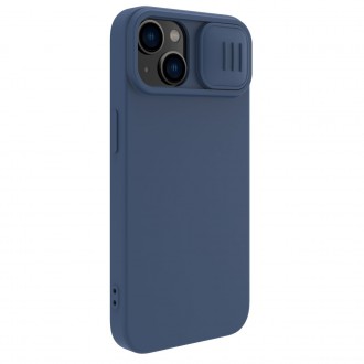 Magnetické silikonové pouzdro Nillkin CamShield iPhone 14 Plus magnetický kryt MagSafe s krytem fotoaparátu modrý