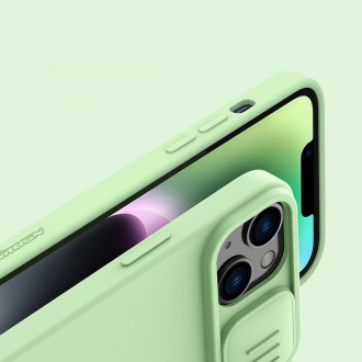 Magnetické silikonové pouzdro Nillkin CamShield iPhone 14 Plus magnetický kryt MagSafe s krytem fotoaparátu modrý