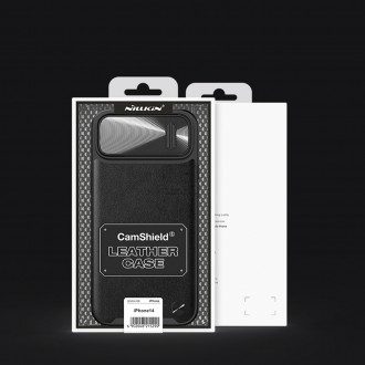 Nillkin CamShield Leather S Case Kryt na iPhone 14 s krytem fotoaparátu modrý