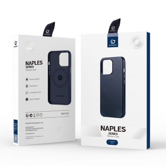 Pouzdro Dux Ducis Neapol pro iPhone 14 magnetické kožené pouzdro MagSafe modré