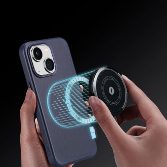Pouzdro Dux Ducis Neapol pro iPhone 14 magnetické kožené pouzdro MagSafe modré