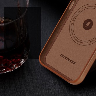 Dux Ducis Naples pouzdro pro iPhone 14 Plus magnetické kožené pouzdro MagSafe hnědé