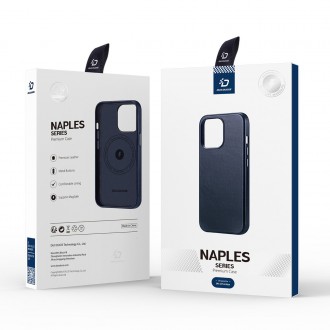 Dux Ducis Naples pouzdro pro iPhone 14 Pro Max magnetické kožené pouzdro MagSafe modré