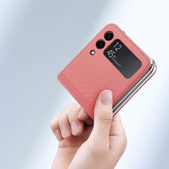 Pouzdro Dux Ducis Bril pro kryt Samsung Galaxy Z Flip 3 z ekologické kůže růžové barvy