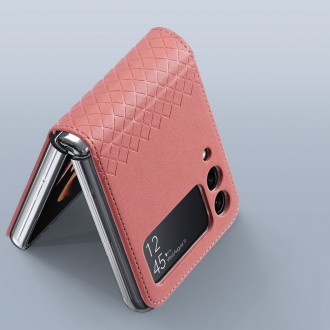 Pouzdro Dux Ducis Bril pro kryt Samsung Galaxy Z Flip 3 z ekologické kůže růžové barvy