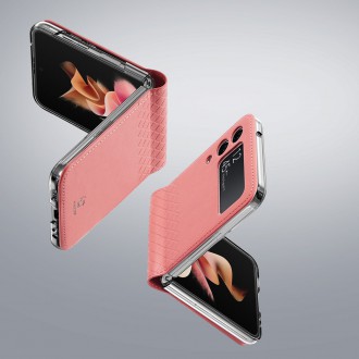 Pouzdro Dux Ducis Bril pro kryt Samsung Galaxy Z Flip 3 z ekologické kůže růžové barvy