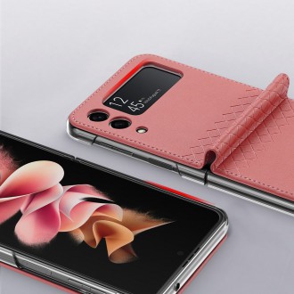 Pouzdro Dux Ducis Bril pro kryt Samsung Galaxy Z Flip 3 z ekologické kůže růžové barvy