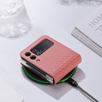 Pouzdro Dux Ducis Bril pro kryt Samsung Galaxy Z Flip 3 z ekologické kůže růžové barvy