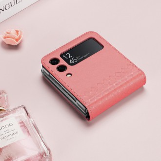 Pouzdro Dux Ducis Bril pro kryt Samsung Galaxy Z Flip 3 z ekologické kůže růžové barvy