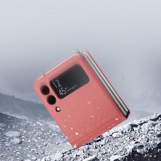 Pouzdro Dux Ducis Bril pro kryt Samsung Galaxy Z Flip 3 z ekologické kůže růžové barvy