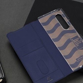 Pouzdro Dux Ducis Bril pro Samsung Galaxy Z Fold 3 flip cover card stojánek na peněženku modrý