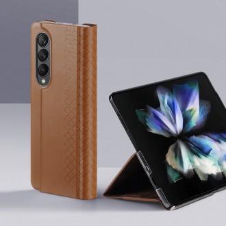 Pouzdro Dux Ducis Bril pro Samsung Galaxy Z Fold 3 flip cover card stojánek na peněženku modrý