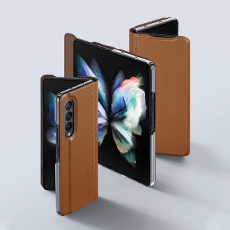 Pouzdro Dux Ducis Bril pro Samsung Galaxy Z Fold 3 flip cover card stojánek na peněženku modrý