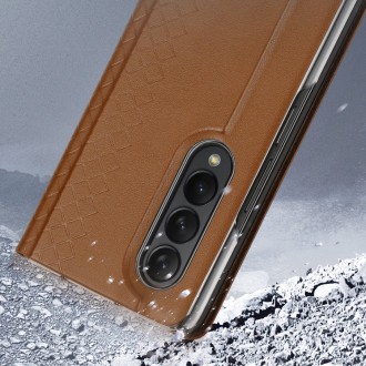 Pouzdro Dux Ducis Bril pro Samsung Galaxy Z Fold 3 flip cover card stojánek na peněženku modrý