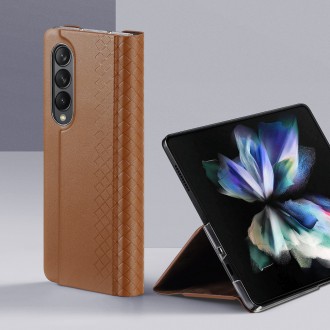 Pouzdro Dux Ducis Bril pro Samsung Galaxy Z Fold 3 flip cover stojánek na peněženku hnědý
