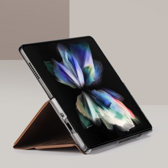 Pouzdro Dux Ducis Bril pro Samsung Galaxy Z Fold 3 flip cover stojánek na peněženku hnědý