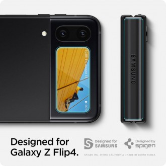 TEMPERED GLASS Spigen GLASS FC &quot;EZ FIT&quot; + HINGE FILM 2-PACK GALAXY WITH FLIP 4 BLACK