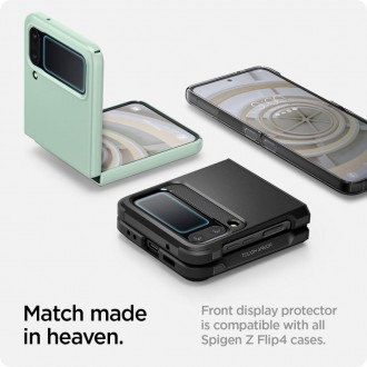 TEMPERED GLASS Spigen GLASS FC &quot;EZ FIT&quot; + HINGE FILM 2-PACK GALAXY WITH FLIP 4 BLACK