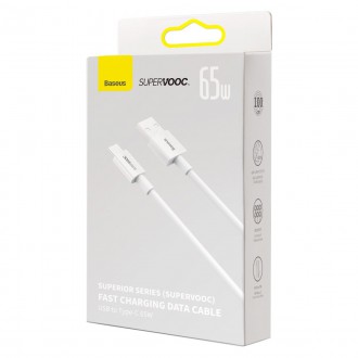 Baseus Superior Series SUPERVOOC USB-A na USB-C 65W 1m bílý