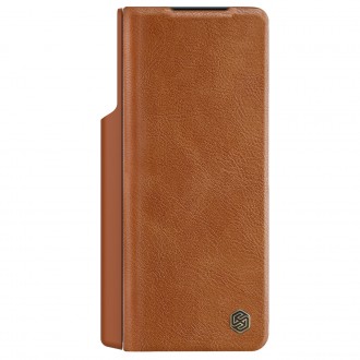Nillkin Qin Leather Pro Case pro Samsung Galaxy Z Fold 4 kryt s krytem fotoaparátu a držákem stylusu hnědé