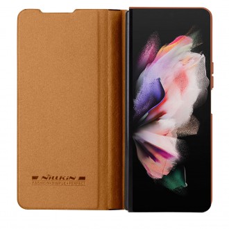 Nillkin Qin Leather Pro Case pro Samsung Galaxy Z Fold 4 kryt s krytem fotoaparátu a držákem stylusu hnědé