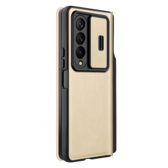 Nillkin Qin Leather Pro Case pro Samsung Galaxy Z Fold 4 kryt s krytem na fotoaparát a místem pro stylus zlatá
