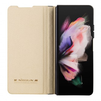 Nillkin Qin Leather Pro Case pro Samsung Galaxy Z Fold 4 kryt s krytem na fotoaparát a místem pro stylus zlatá