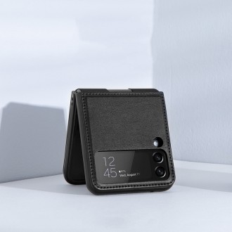 Nillkin Qin Vegan Leather Case pro Samsung Galaxy Z Flip 4 kryt z ekologické kůže stojánek černý