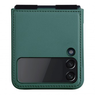 Nillkin Qin Vegan Leather Case pro Samsung Galaxy Z Flip 4 kryt z ekologické kůže stojánek tmavě zelený