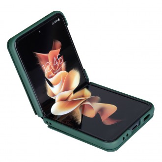 Nillkin Qin Vegan Leather Case pro Samsung Galaxy Z Flip 4 kryt z ekologické kůže stojánek tmavě zelený