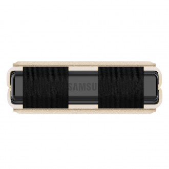 Nillkin Qin Vegan Leather Case pro kryt Samsung Galaxy Z Flip 4 z ekologické kůže, zlatý stojánek
