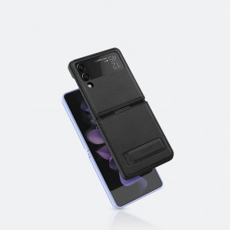 Nillkin Qin Vegan Leather Case pro kryt Samsung Galaxy Z Flip 4 z ekologické kůže, zlatý stojánek