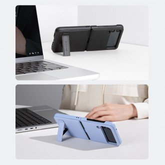 Nillkin Qin Vegan Leather Case pro Samsung Galaxy Z Flip 4 kryt z ekologické kůže stojánek fialový