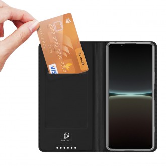 Pouzdro Dux Ducis Skin Pro pro Sony Xperia 5 IV flip cover card stojánek na peněženku černý