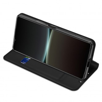 Pouzdro Dux Ducis Skin Pro pro Sony Xperia 5 IV flip cover card stojánek na peněženku černý