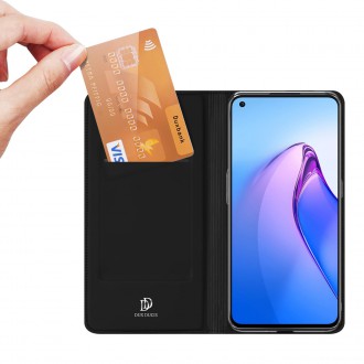 Dux Ducis Skin Pro pouzdro pro Oppo Reno 8 flip cover card stojánek na peněženku černý