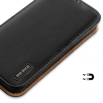 Dux Ducis Hivo Leather Flip Cover Genuine Leather Wallet for Cards and Documents iPhone 14 Black