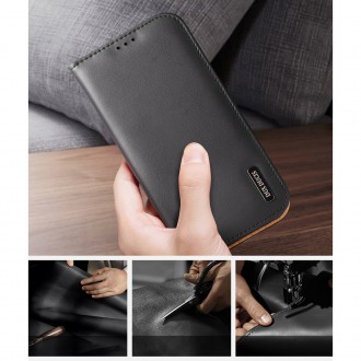 Dux Ducis Hivo Leather Flip Cover Genuine Leather Wallet for Cards and Documents iPhone 14 Black