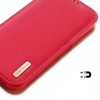 Dux Ducis Hivo Leather Flip Cover Genuine Leather Wallet for Cards and Documents iPhone 14 Red