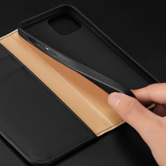 Dux Ducis Hivo Leather Flip Cover Genuine Leather Wallet for Cards and Documents iPhone 14 Plus Black
