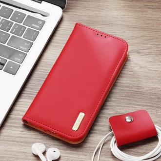 Dux Ducis Hivo Leather Flip Cover Genuine Leather Wallet for Cards and Documents iPhone 14 Plus Red
